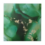 Emerald Green and Gold Agate Quartz  Tile<br><div class="desc">These beautiful emerald green and gold artisan tiles come from an original ink painting. With an elegant and bold agate like design these tiles make beautiful backsplashes and accent pieces.</div>
