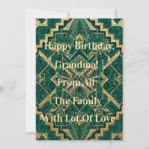 Emerald Green and Gold Art Deco Mosaic Card
