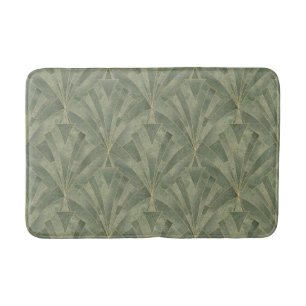 Emerald Green and Gold Art Deco Pattern Bath Mat