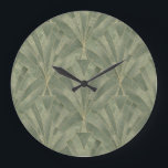 Emerald Green and Gold Art Deco Pattern Large Clock<br><div class="desc">Emerald Green and Gold Art Deco Pattern</div>