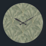 Emerald Green and Gold Art Deco Pattern Large Clock<br><div class="desc">Emerald Green and Gold Art Deco Pattern</div>