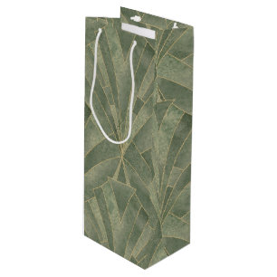 Emerald Green and Gold Art Deco Pattern Wine Gift Bag