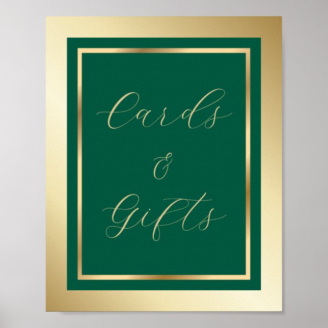 Emerald Green and Gold Cards and Gifts Sign (Front)