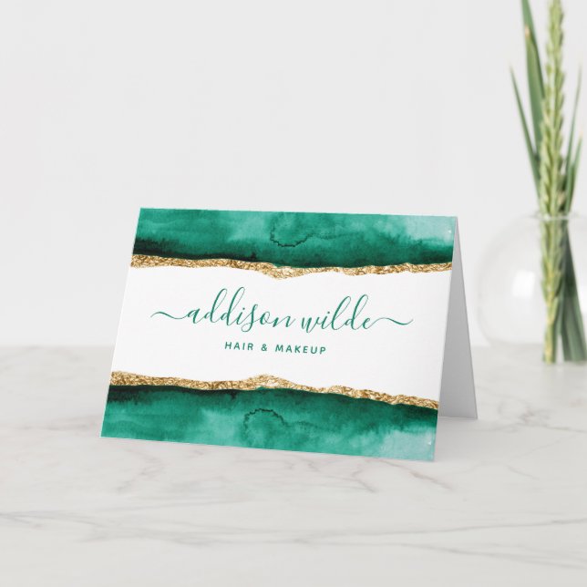 Emerald Green And Gold Client Thank You Card (Front)