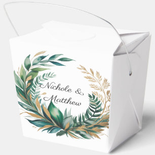 Emerald Green and Gold Floral Frame Wedding Favour Box