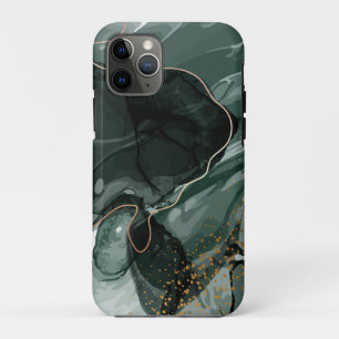 Emerald Green and Gold Marble, Marble Background iPhone 11 Pro Case