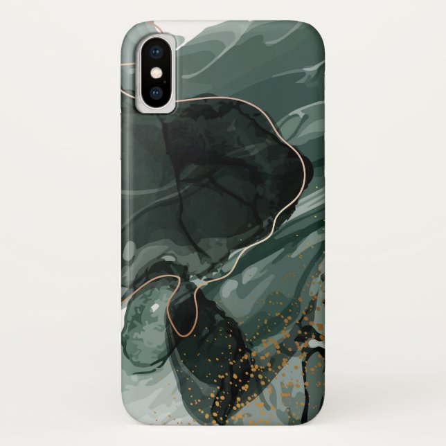 Emerald Green and Gold Marble, Marble Background Case-Mate iPhone Case (Back)