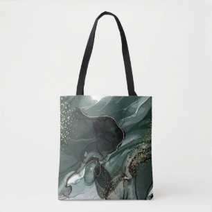 Emerald Green and Gold Marble, Marble Background F Tote Bag