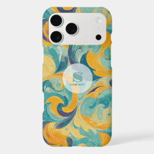 Emerald Green and Gold Paisley-Inspired Abstract