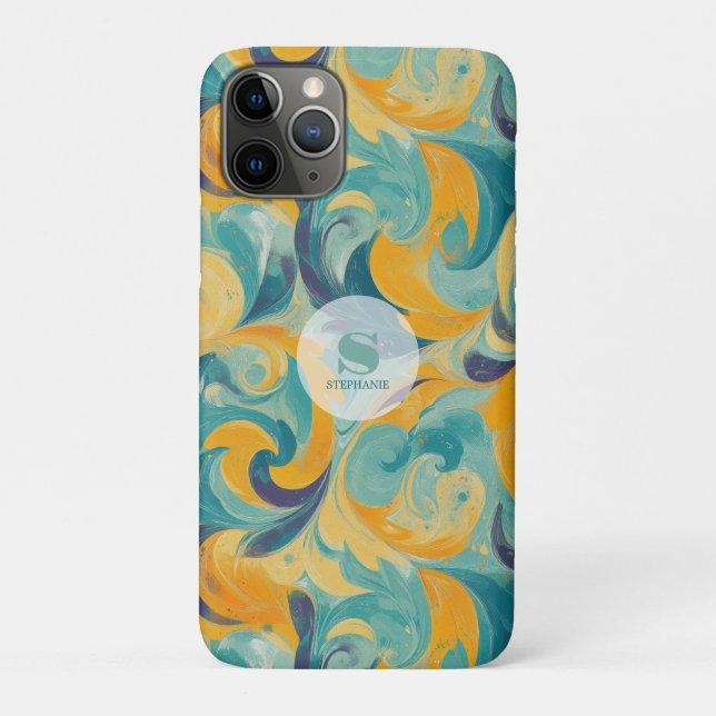 Emerald Green and Gold Paisley-Inspired Abstract Case-Mate iPhone Case (Back)