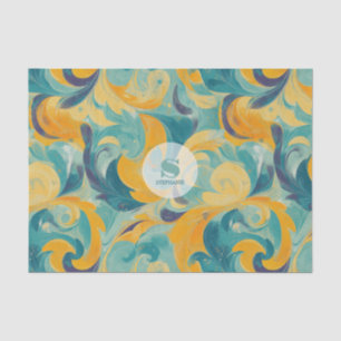 Emerald Green and Gold Paisley-Inspired Abstract Tissue Paper