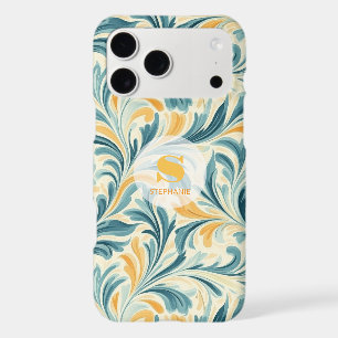 Emerald Green and Gold Paisley Leaf Pattern