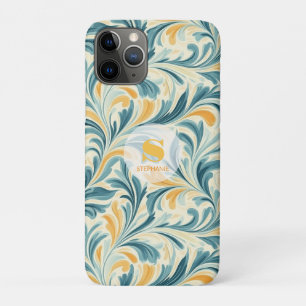 Emerald Green and Gold Paisley Leaf Pattern iPhone 11 Pro Case