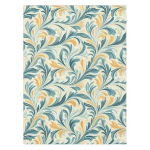 Emerald Green and Gold Paisley Leaf Pattern Tablecloth