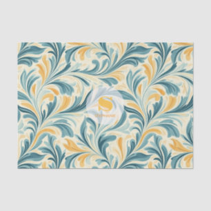 Emerald Green and Gold Paisley Leaf Pattern Tissue Paper