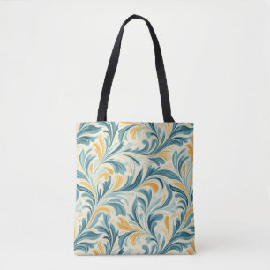 Emerald Green and Gold Paisley Leaf Pattern Tote Bag
