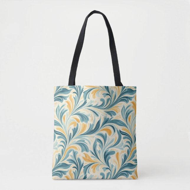 Emerald Green and Gold Paisley Leaf Pattern Tote Bag (Front)