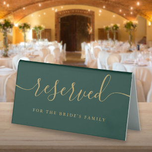 Emerald Green And Gold Script Wedding Reserved