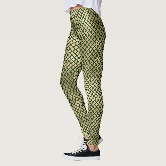 Emerald Green and Gold Snake Skin Leggings (Left)