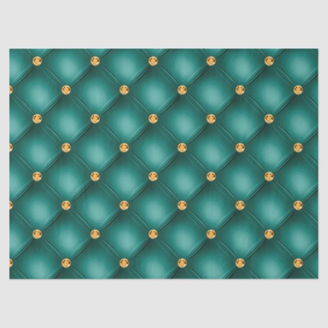Emerald Green and Gold Tufted Tissue Paper (Front)