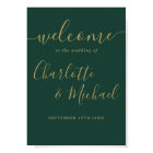 Emerald Green And Gold Wedding Welcome Sign