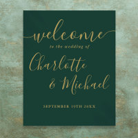 Emerald Green And Gold Wedding Welcome Sign