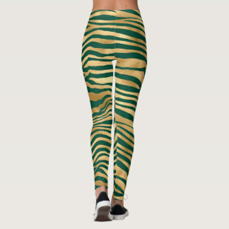 Emerald Green and Gold Zebra/Tiger Striped Legging