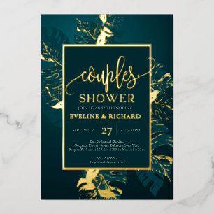 Emerald green and real gold foil couples shower