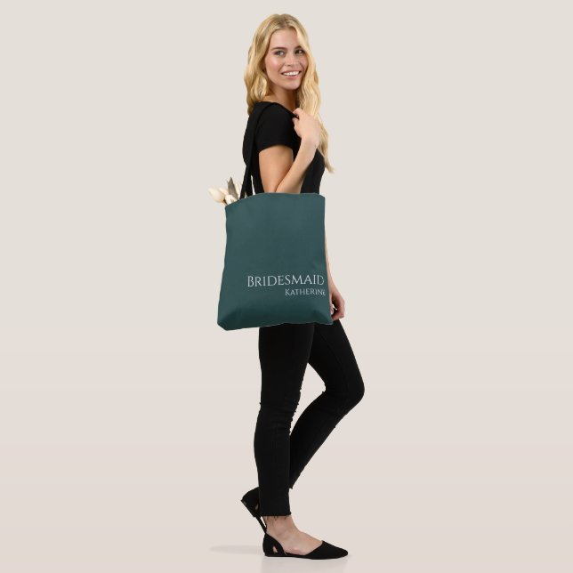 Emerald Green and White-Bridesmaid- Tote Bag (On Model)