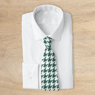 Emerald Green and White Classic Houndstooth Tie