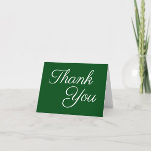 Emerald Green and White Elegant Calligraphy Thank You Card