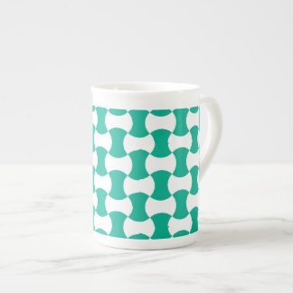 Emerald Green and White Geometric Pattern Bone China Mug