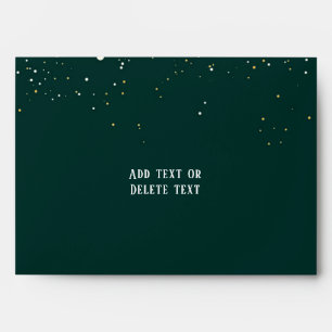 Emerald Green and White Gold Peonies Wedding Envelope