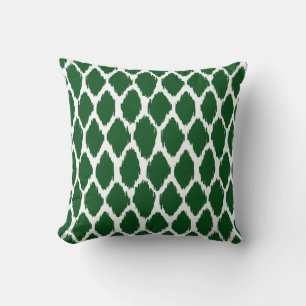 Emerald Green and White Ogee Patterned Cushion