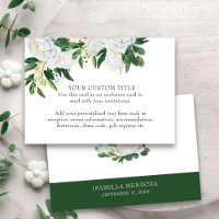 Emerald Green and White Peony Floral Custom