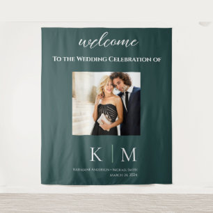 Emerald Green and White-Photo-Wedding- Tapestry