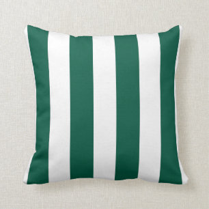 Emerald Green and White Striped Cushion
