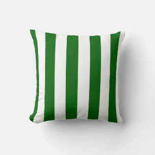 Emerald Green and White Vertical Stripes Cushion