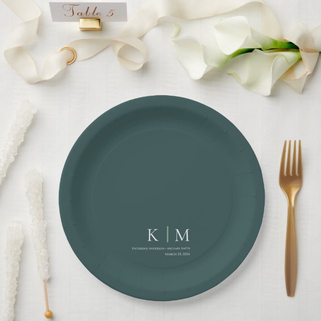 Emerald Green and White--Wedding- Paper Plate (Wedding)