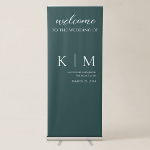 Emerald Green and White-Wedding- Retractable Banner