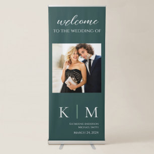 Emerald Green and White-Wedding- Retractable Banner