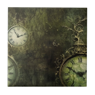 Emerald Green Antique Clockwork Aesthetic Tile