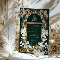 Emerald Green Antique Gold Floral Islamic Wedding