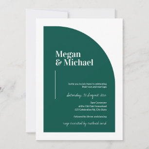 Emerald Green Arch Modern Wedding Invitation