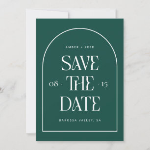 Emerald Green Arch Retro Minimalist Modern Font Save The Date