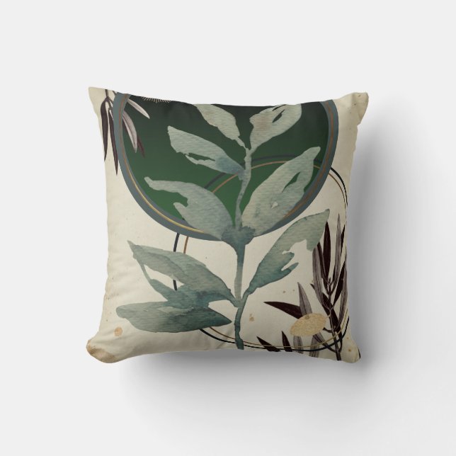 Emerald Green Artistic Watercolor Cushion (Front)