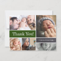 Emerald green Baby Photos Thank You Postcard