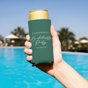Emerald Green Bachelorette Party Personalized Seltzer Can Cooler