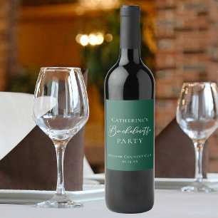 Emerald Green Bachelorette Party Personalized Wine Label