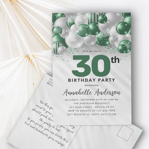 Emerald Green Balloon Glitter Any Age Birthday  Postcard